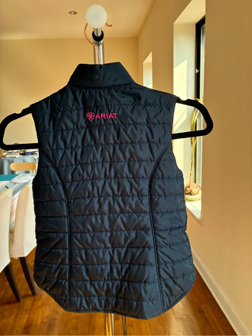 Ariat Navy Quilted Vest with Pink Trim
